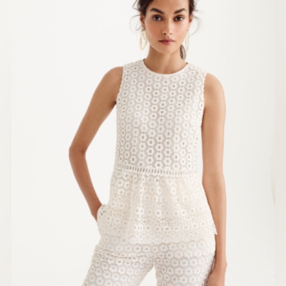 J. Crew Ivory Lace “Daisy” Sleeveless Blouse